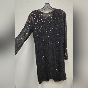 Neiman Marcus Black Multicolor Sequin Dress